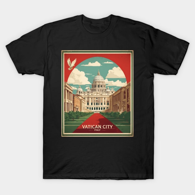 Vatican City Italy Vintage Tourism Travel Poster T-Shirt by TravelersGems